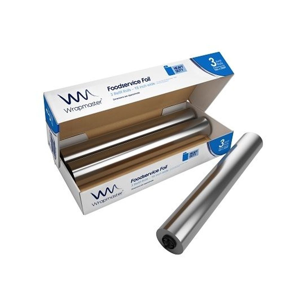 Wrapmaster 18 inch x 500 Feet Heavy Duty Aluminum Foil Roll, 3 count