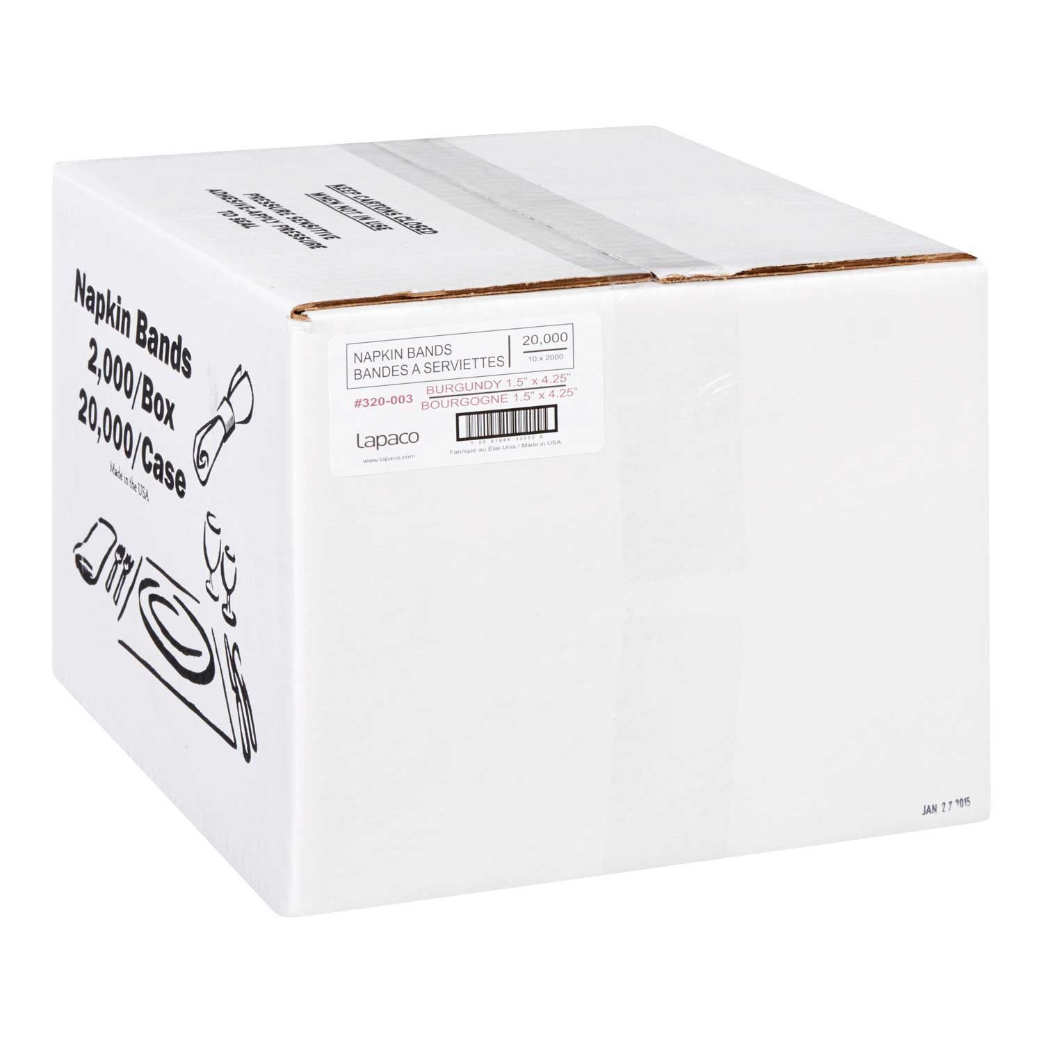 Lapaco Burgundy Napkin Band, 1.5 X 4.25 Inch -- 20000 Per Case