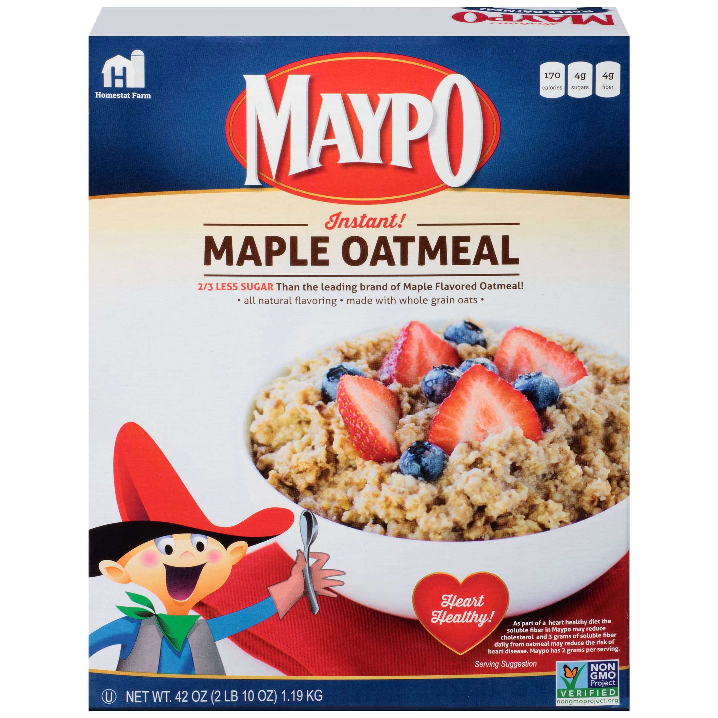 Homestate Farms Instant Maple Flavor Maypo Oatmeal Cereal, 42 Ounce -- 8 per case.