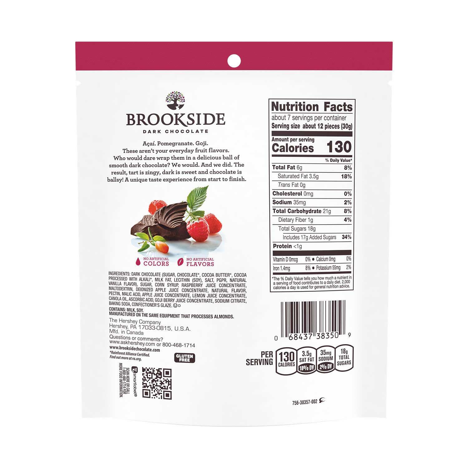 Brookside Goji Raspberry Dark Chocolate, 7 Ounce -- 8 Per Case