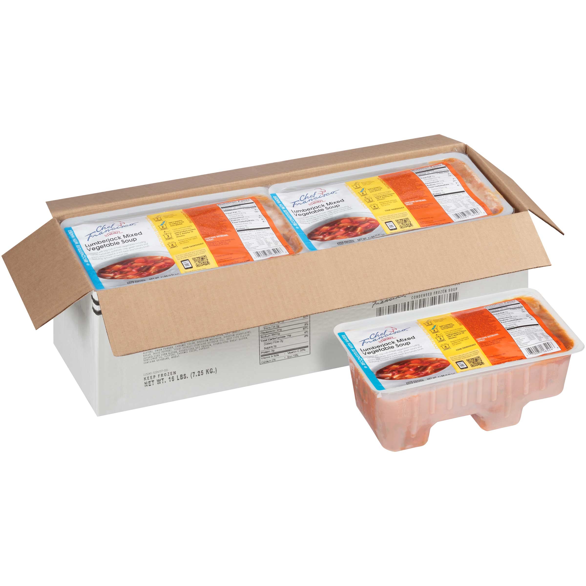 Chef Francisco Lumberjack Mixed Vegetable Soup - 4 lb. tub, 4 per case