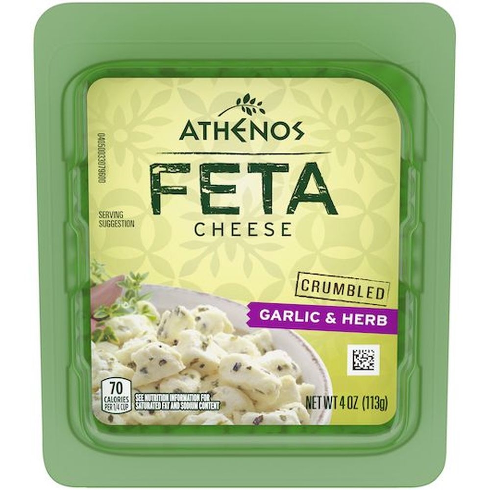 Athenos Crumbled Garlic and Herb Feta Cheese, 4 Ounce -- 12 per case