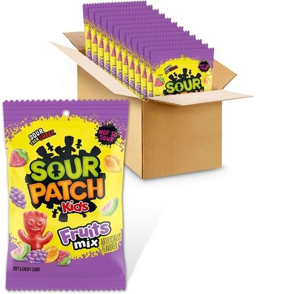Sour Patch Kids Assorted Fruits Soft and Chewy Candy, 7.35 Ounce - 12 per case
