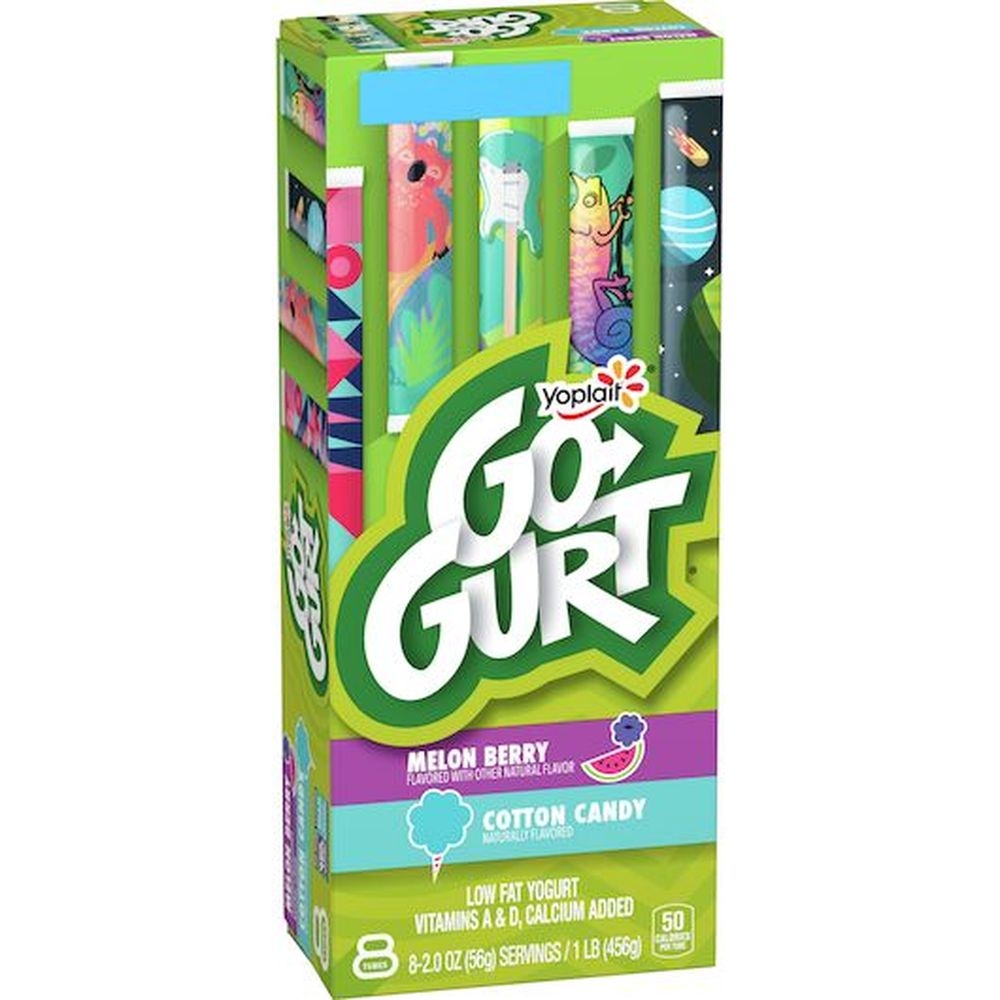 Go-Gurt 4 Cotton Candy and 4 Melon Berry Yogurt, 16 Ounce -- 8 per case
