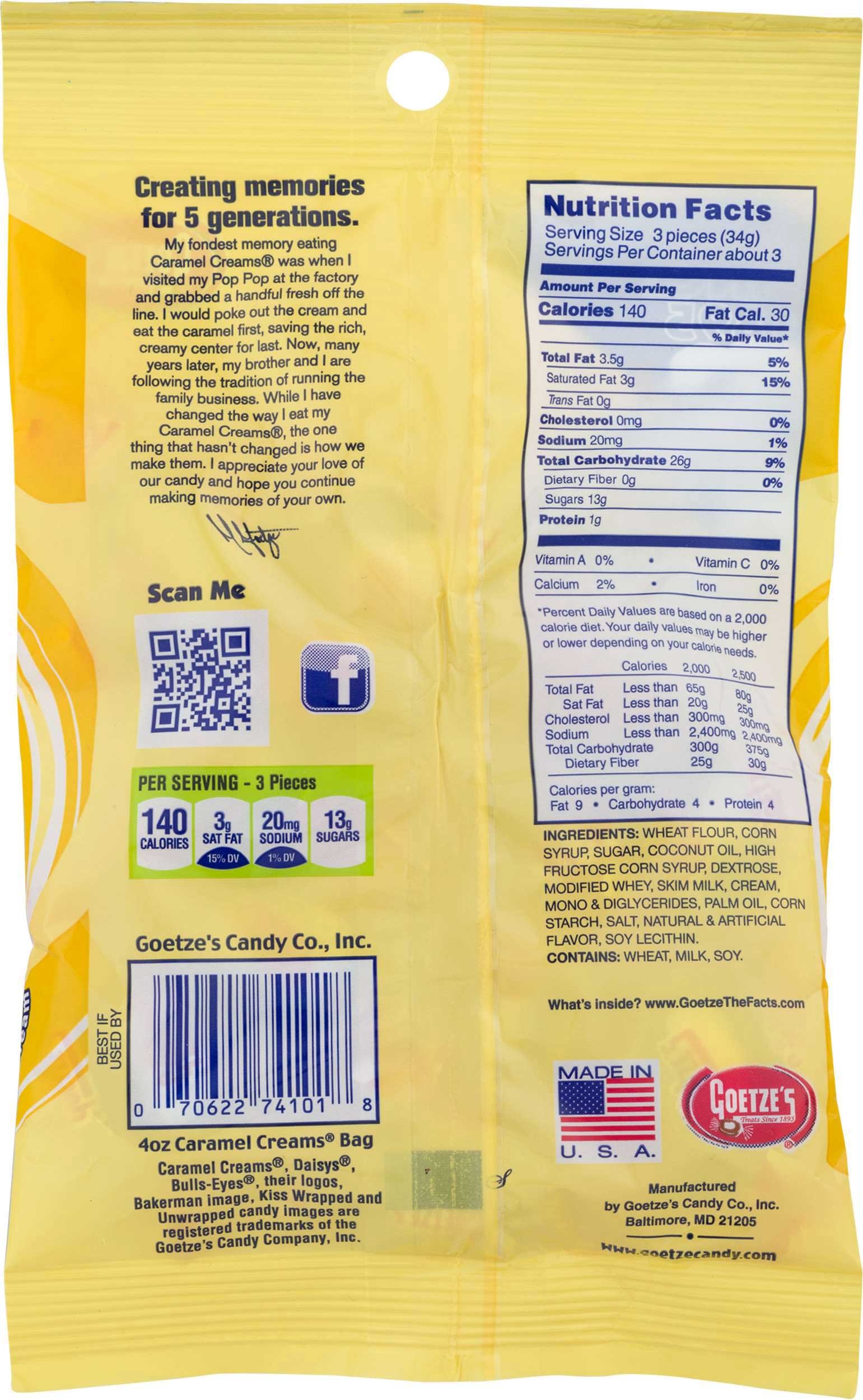 Goetze Caramel Creams Candy, 4 Ounce -- 12 per case