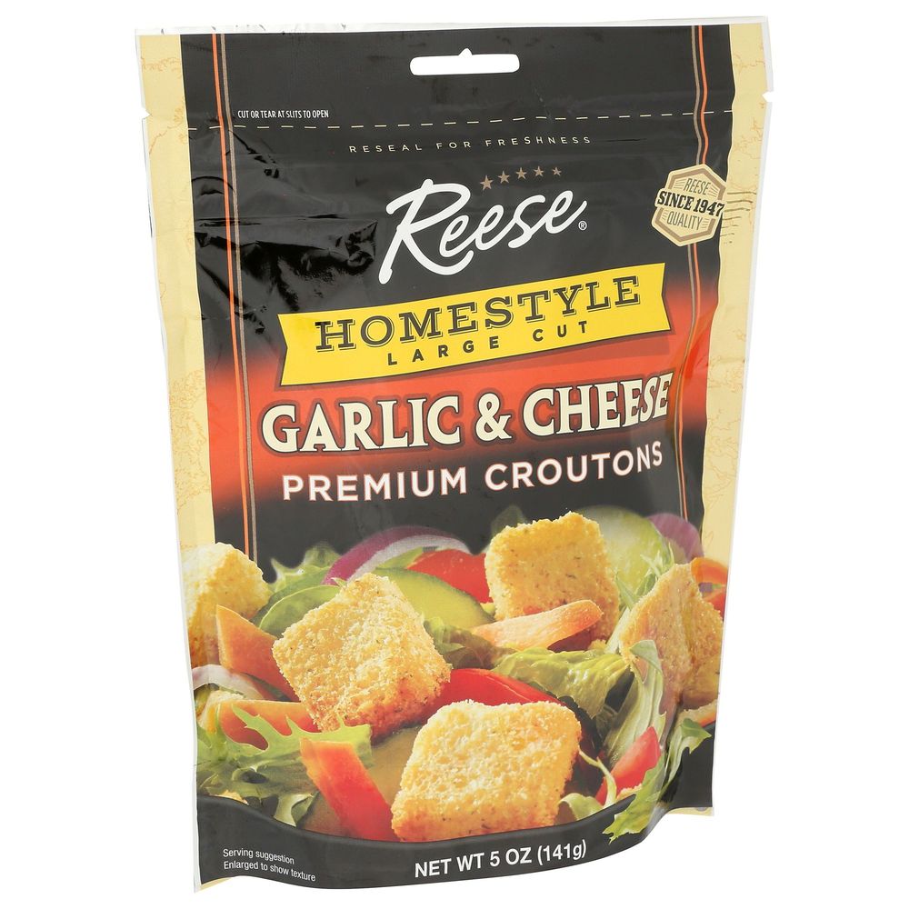 Reese Homestyle Large Cut Garlic and Cheese Croutons, 5 Ounce -- 12 per case