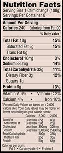 El Monterey Chili Cheese Chimichanga - Family Pack, 1.9 Pound -- 8 per case.