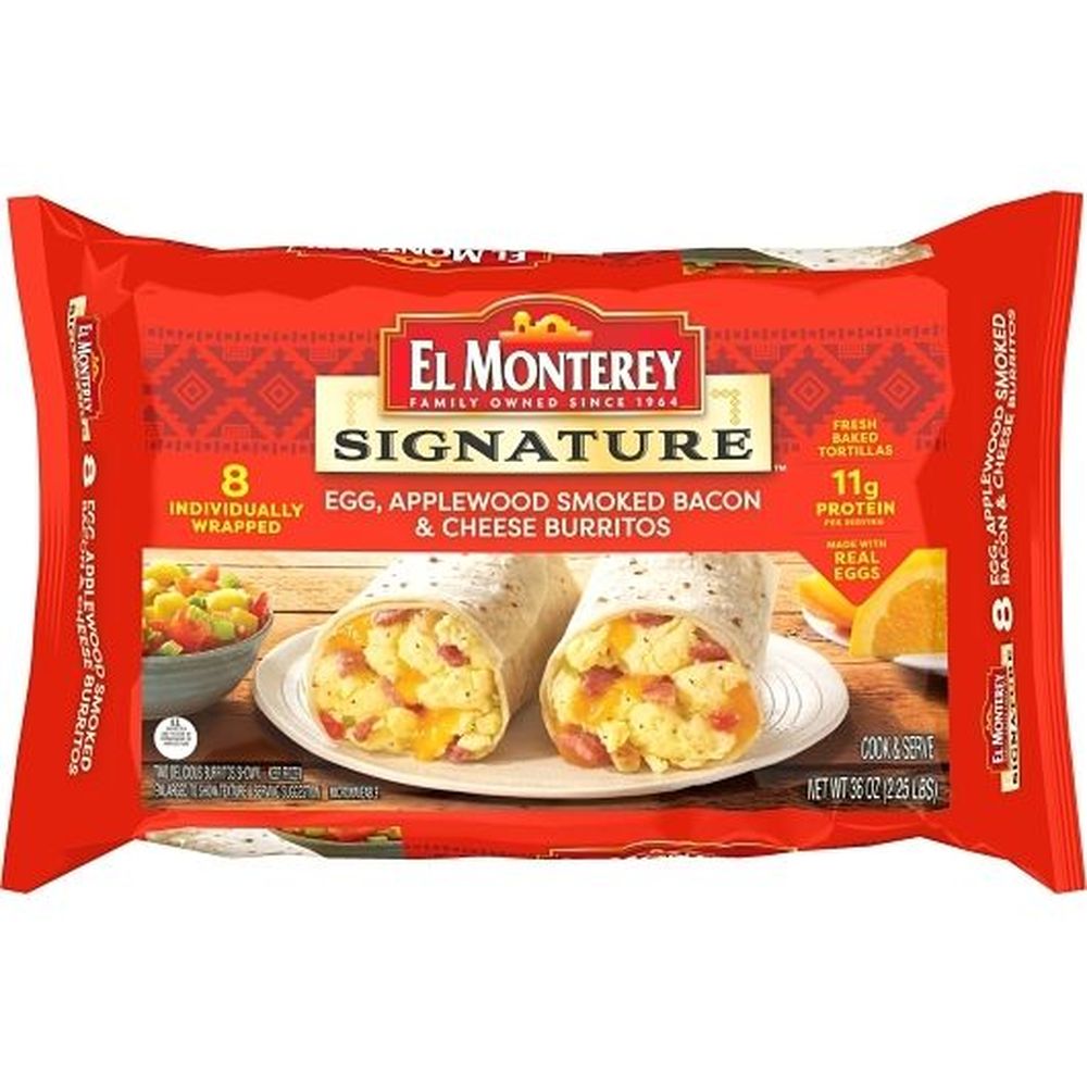 El Monterey Signature Egg and Applewood Smoked Bacon and Cheese Burritos, 2.25 Pound -- 6 per case