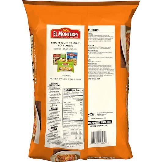 El Monterey Chicken And Cheese Chimichangas, 3.375 Pound -- 4 Per Case