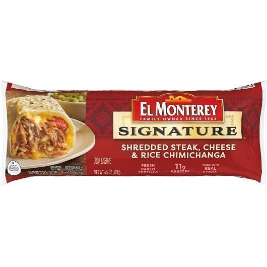 El Monterey Supreme Shredded Steak Cheese And Rice Chimichangas, 4.5 Ounce -- 24 Per Case