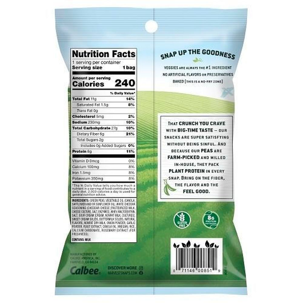 Harvest Snaps White Cheddar Green Pea Snack Crisps, Caddy, 1.75 Ounce -- 8 Per Case