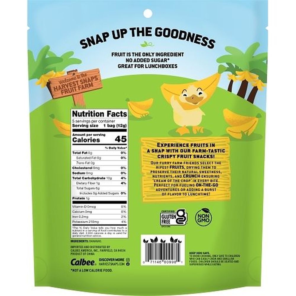 Harvest Snaps Crispy Bananas for Kids, 2.1 Ounce - 12 per case