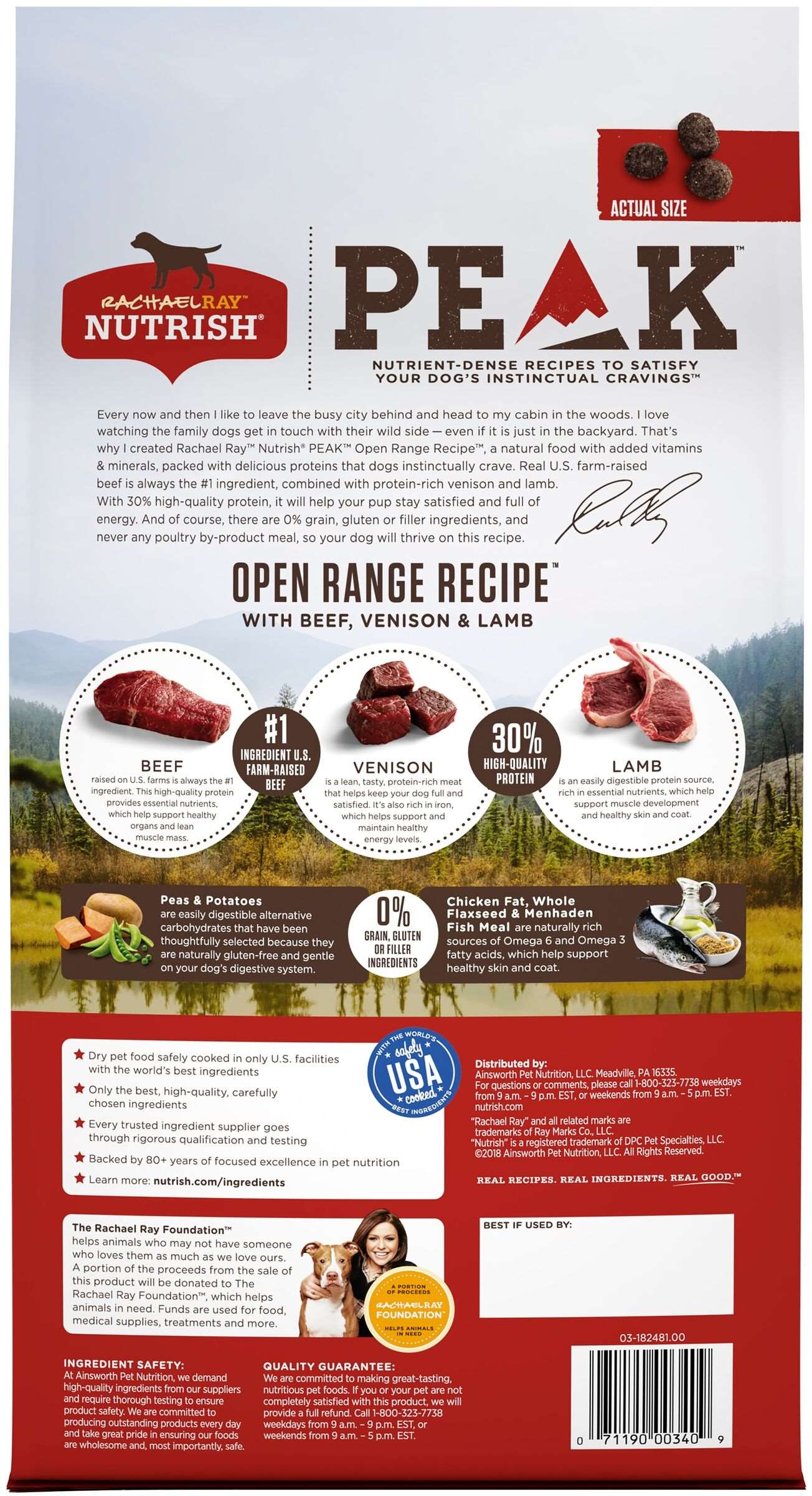 Rachael Ray Nutrish Peak Open Range Beef and Venison Dry Dog Food, 4 Pound Bag -- 4 per case