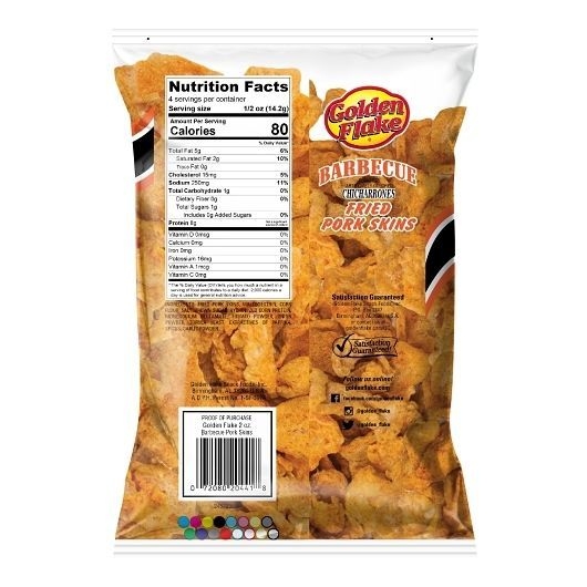 Golden Flake Barbecue Fried Pork Skins, 2 Ounce -- 6 per case