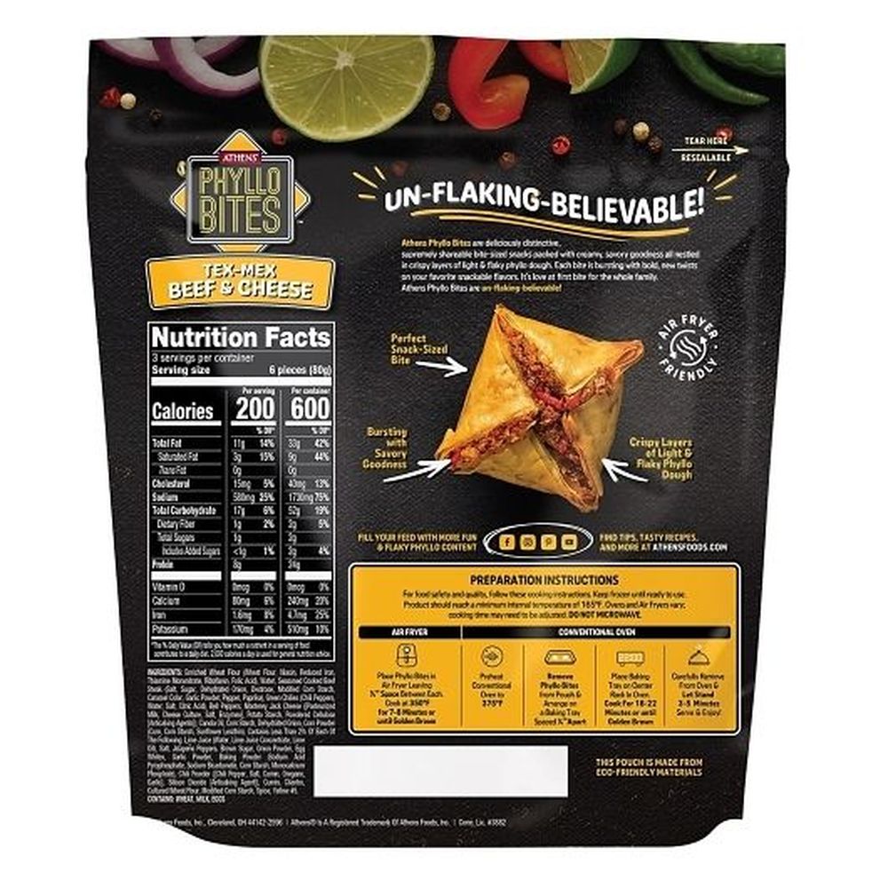 Athens Tex Mex Beef and Cheese Phyllo Bites, 18 count - 8 per case