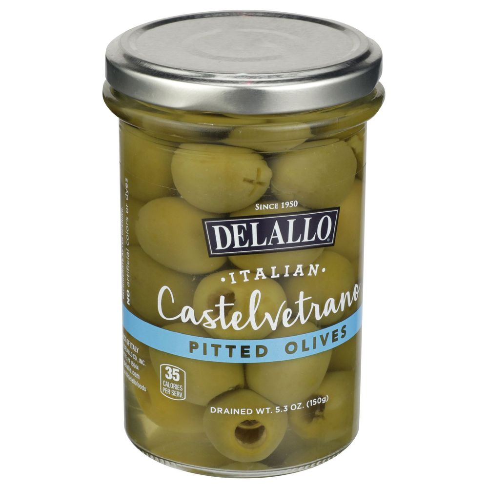 Delallo Castelvetrano Pitted Olives, 5.3 Ounce -- 6 per case