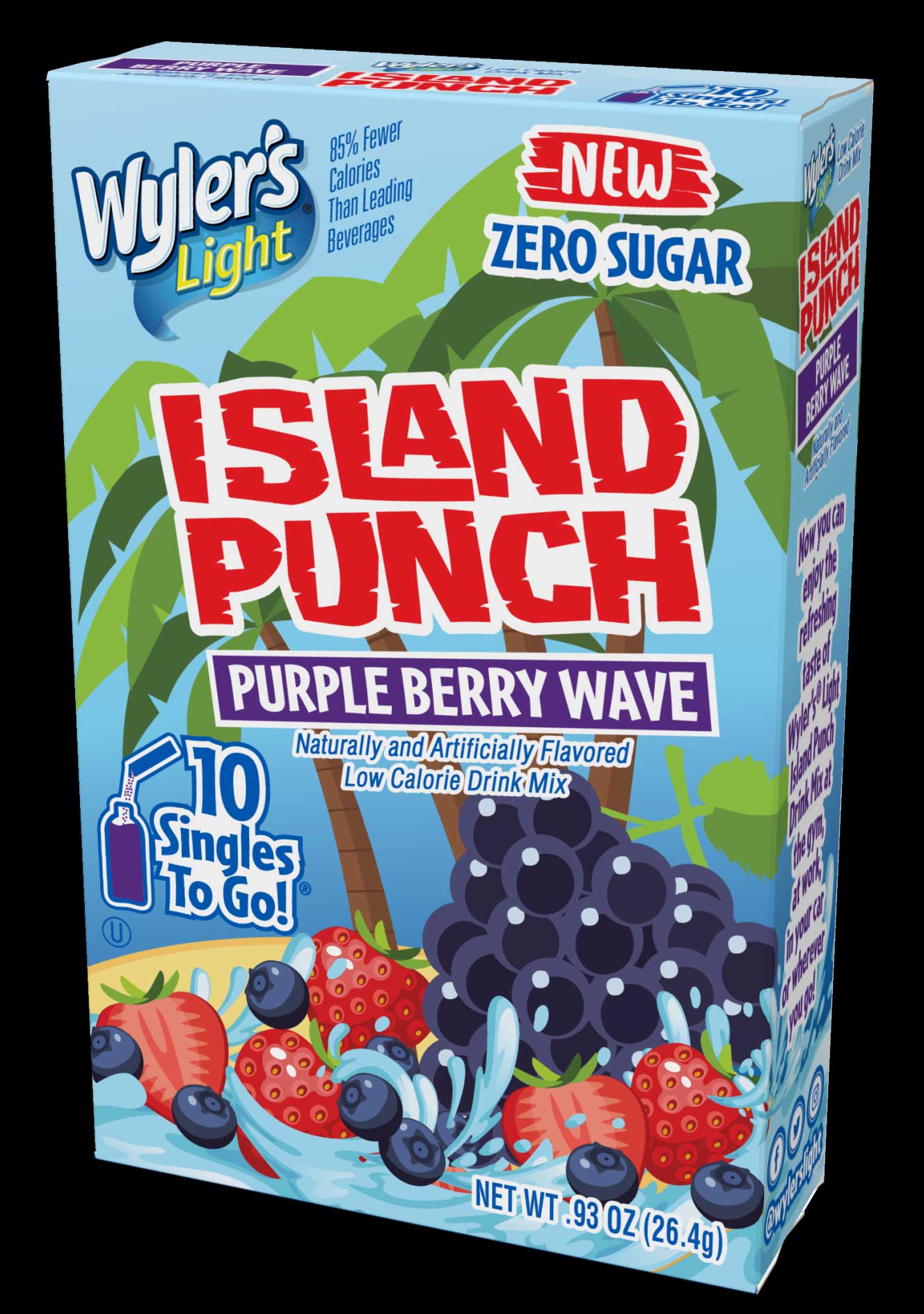 Wylers Light Singles To Go Island Punch Purple Berry Wave Drink Mix, 0.93 Ounce -- 12 per case