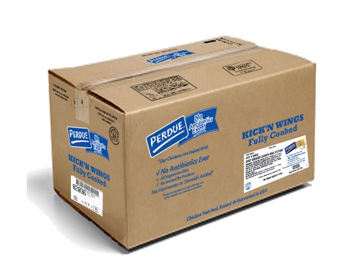 Perdue Fully Cooked Spicy Breaded Chicken Kickin Wing, 5 Pound -- 3 per case.
