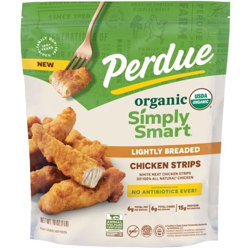 Simply Smart Organic Lightly Breaded Chicken Breast Strips, 16 Ounce -- 12 Per Case