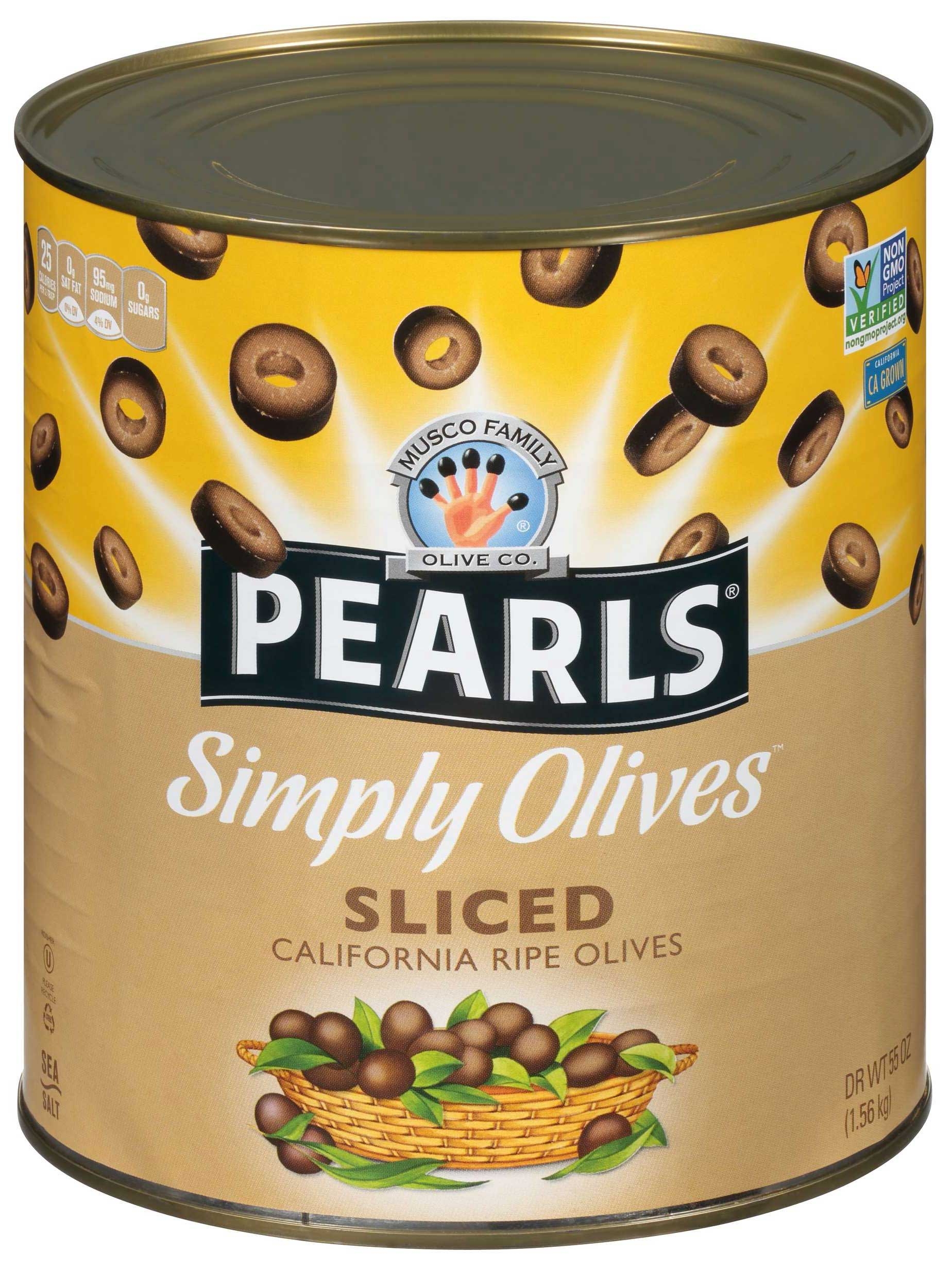 Pearls Sliced California Ripe Black Olives, 55 Ounce Can -- 6 per case