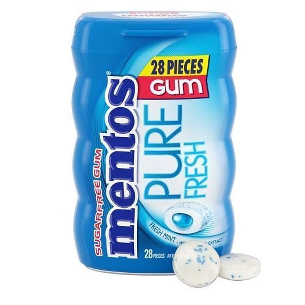 Mentos Pure Fresh Sugar Free Fresh Mint Chewing Gum with Xylitol, 28 count -- 36 per case