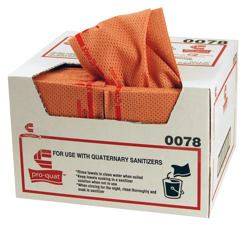 Chicopee Towel, Sanitizer Rayon Red Heavy-duty -- 150 Per Case