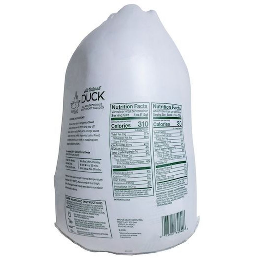 Maple Leaf Farms All Natural Whole Body Duck with Orange Sauce, 4.5 Pound -- 6 per case