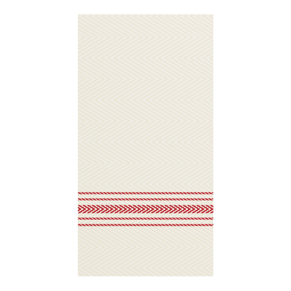 Hoffmaster FashnPoint Red and White Dishtowel Printed Dinner Napkin, 15.5 x 15.5 inch -- 800 per case.