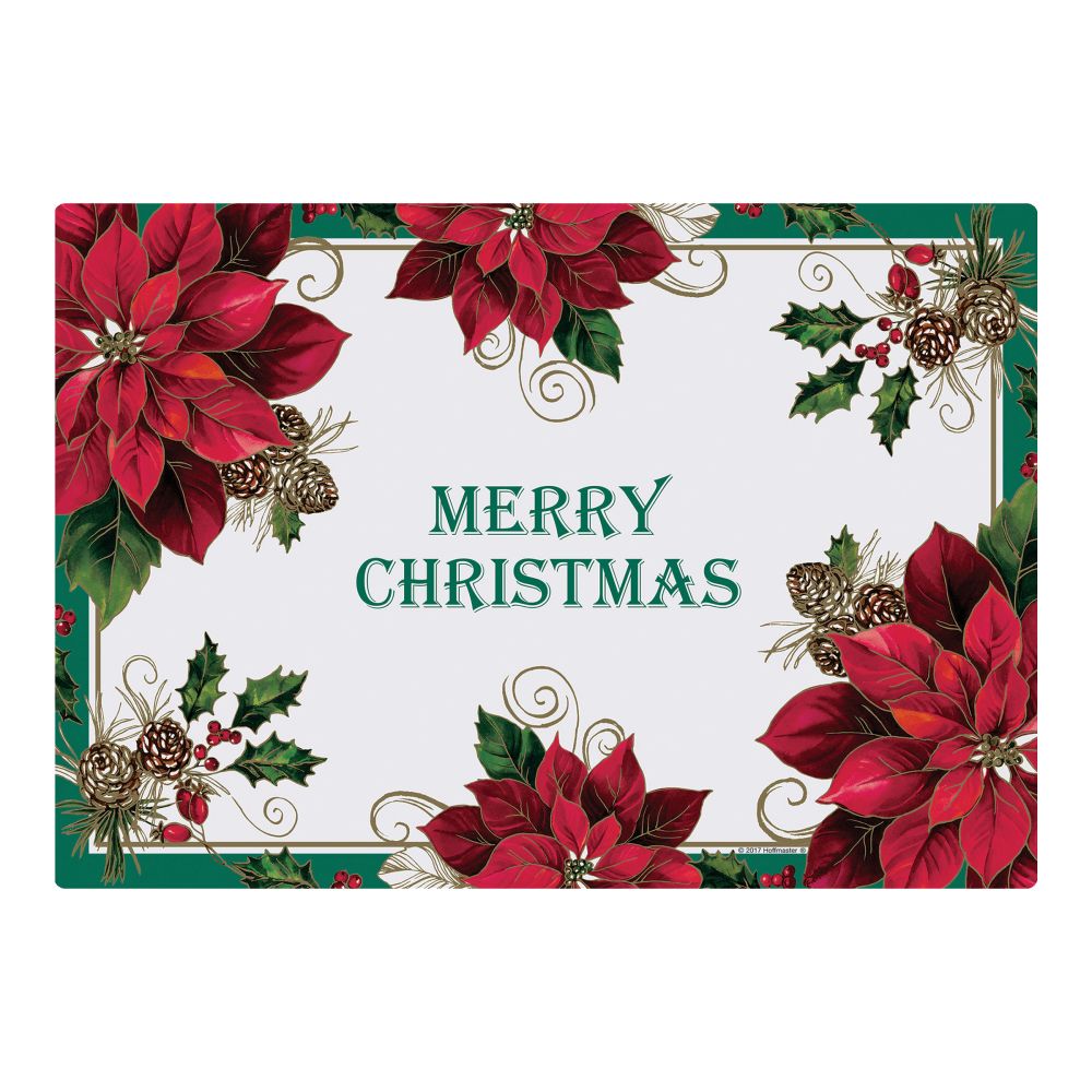 Hoffmaster Traditional Poinsettia Paper Placemat -- 1000 Per Case