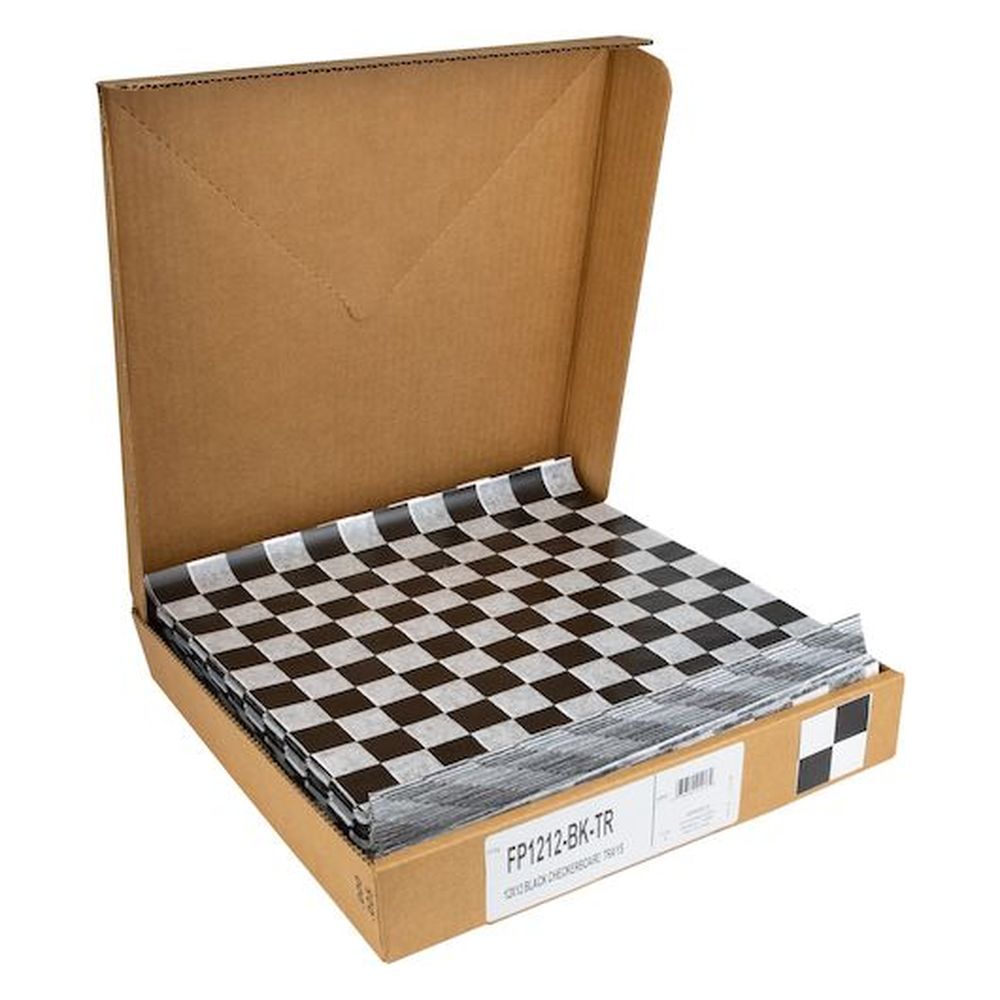 Durable Packaging 12 X 12 Inch Black Check Grease Resistant Flat Sheet, 1000 Count -- 5 Per Case