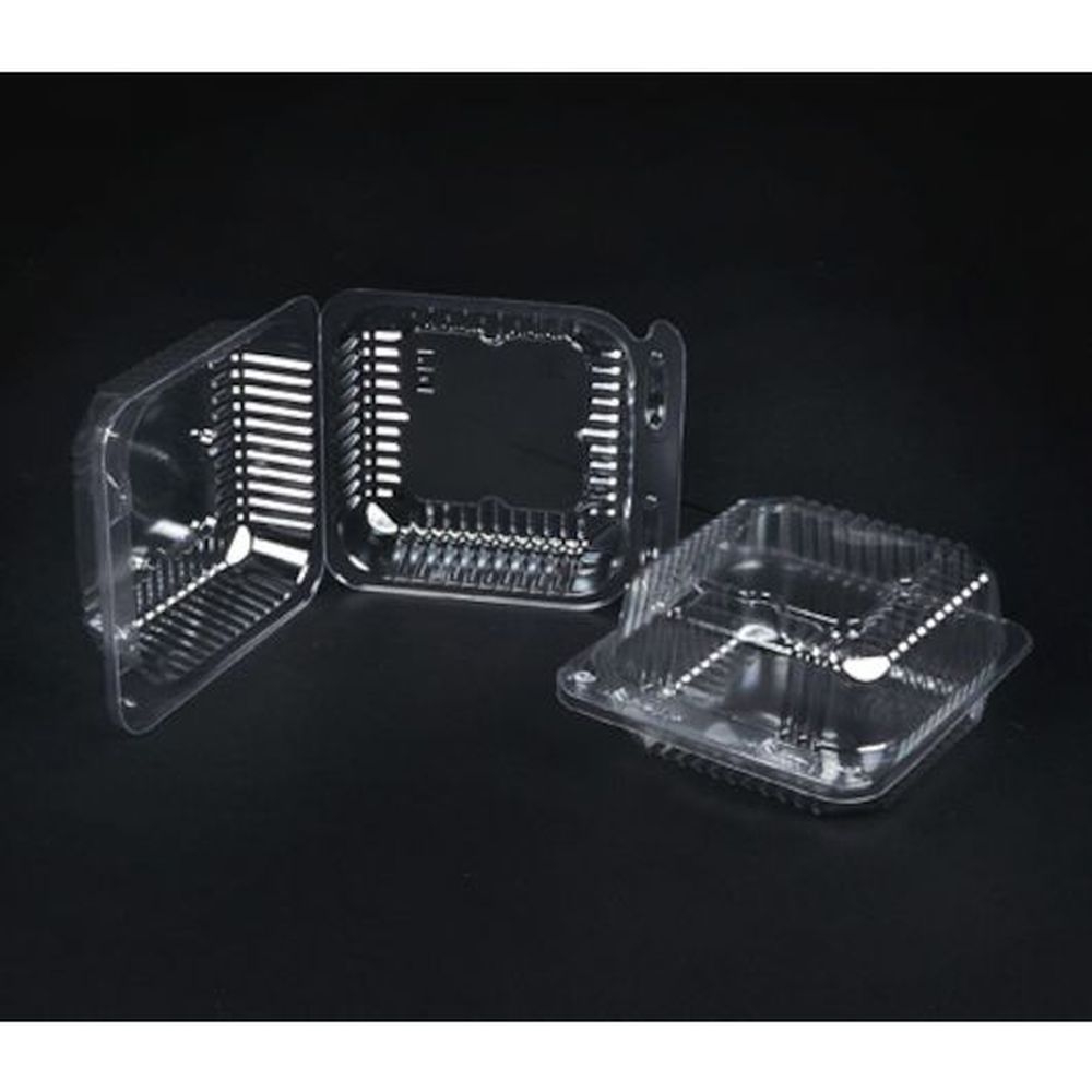 Durable Packaging Clear Plastic Hinged Container, 6 inch -- 500 per case
