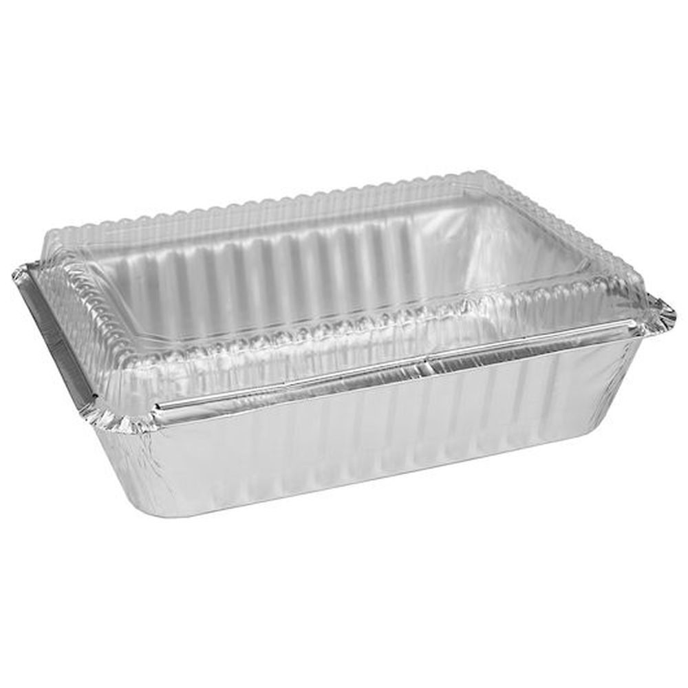 Durable Packaging 2-1/4 Pound Oblong Pan with Plastic Lid, 250 count