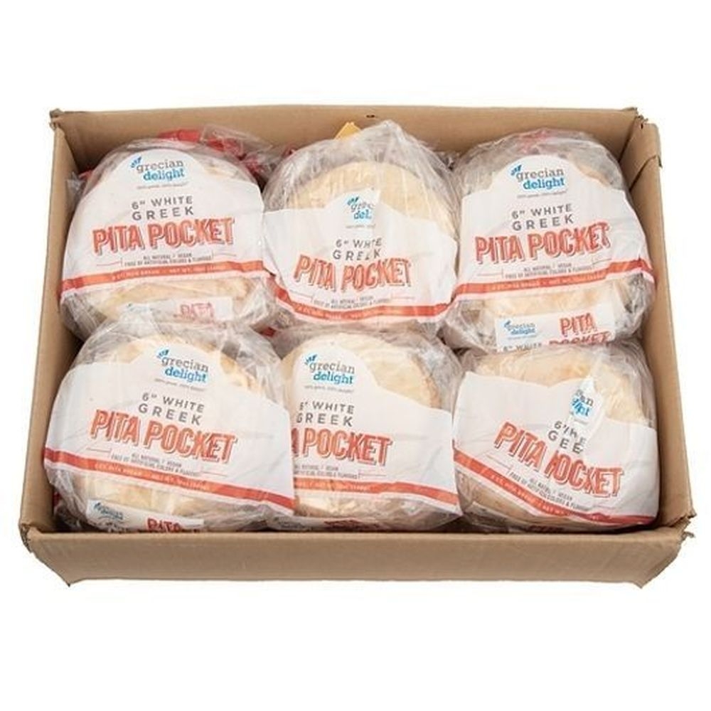Grecian Delight 6 inch White Pocket Pita, 72 count