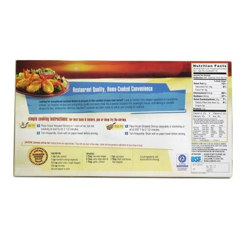 Sea Best 21 to 25 Count Breaded Butterfly Shrimp, 3 Pound -- 4 per case