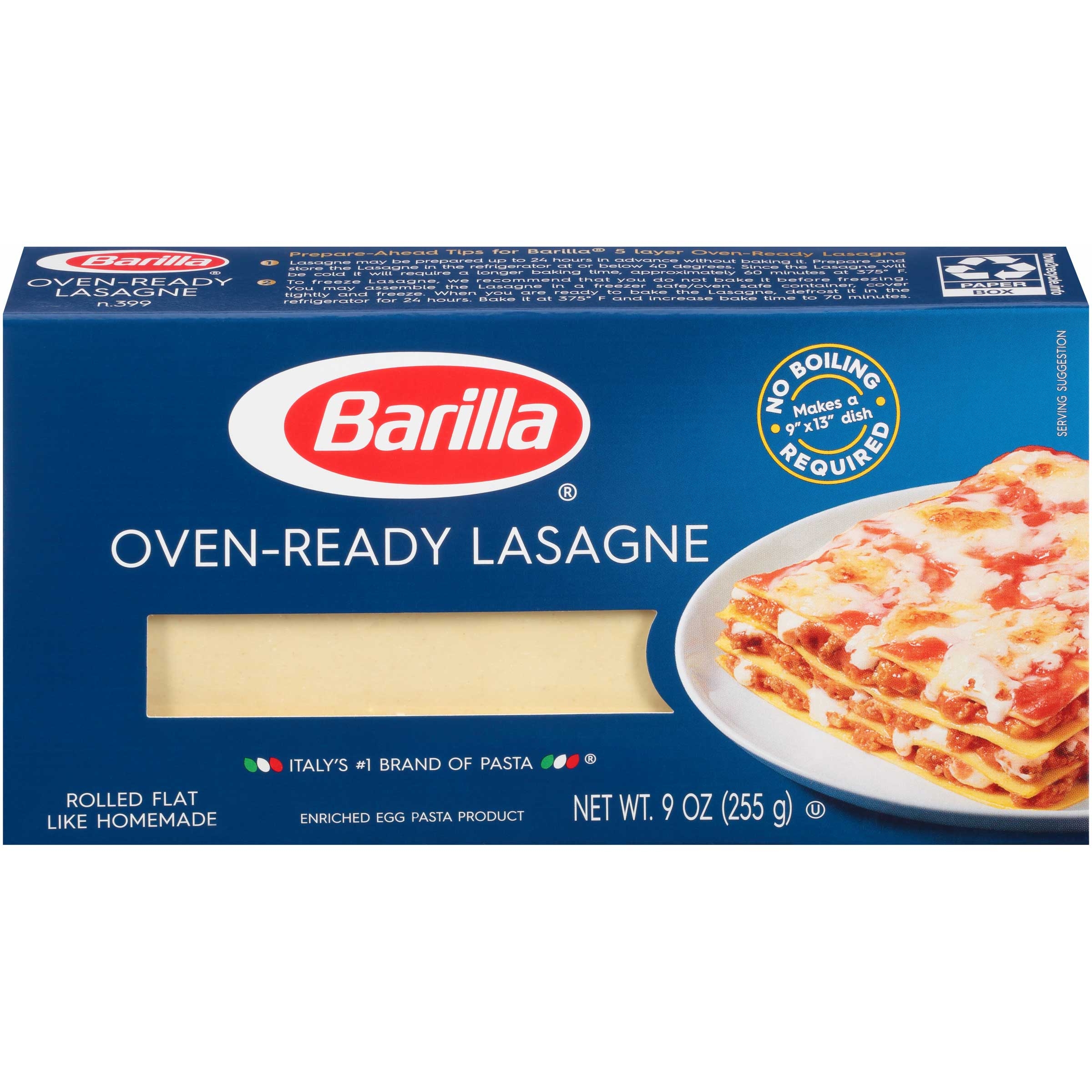 Barilla Oven Ready Lasagne Pasta, 9 Ounce -- 12 per case