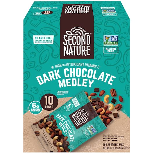 Second Nature Dark Chocolate Peanuts Medley Trail Mix, 1.25 Ounce -- 40 Per Case