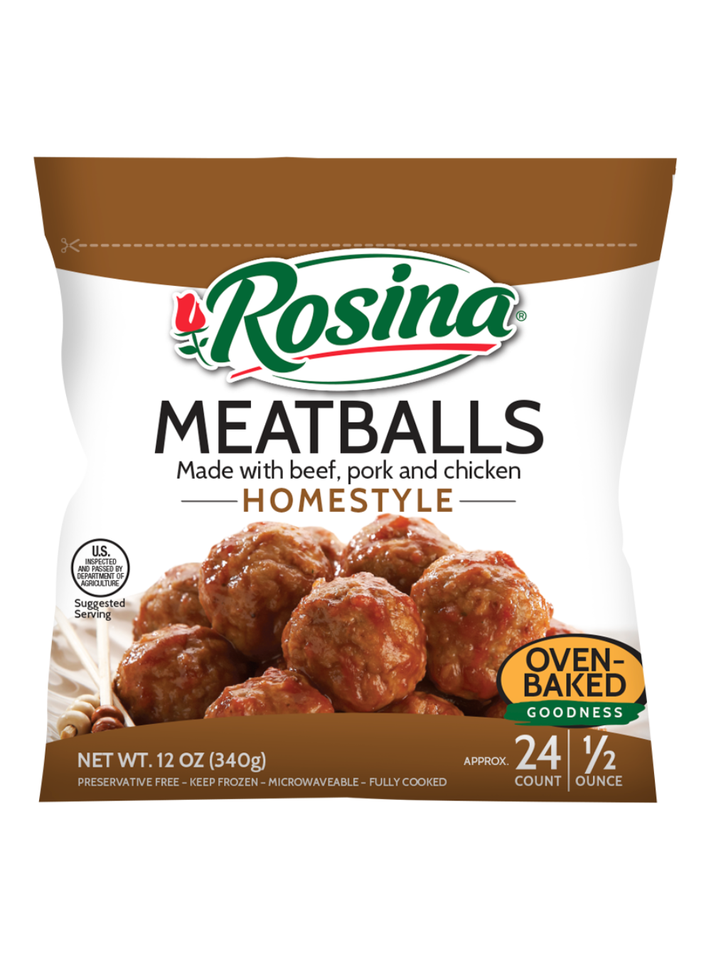Rosina Homestyle Meatball, 12 Ounce -- 12 per case.