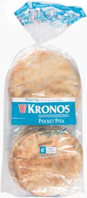Kronos Frozen Flat Bread White Authentic Pocket Pita, 6 inch -- 120 per case.
