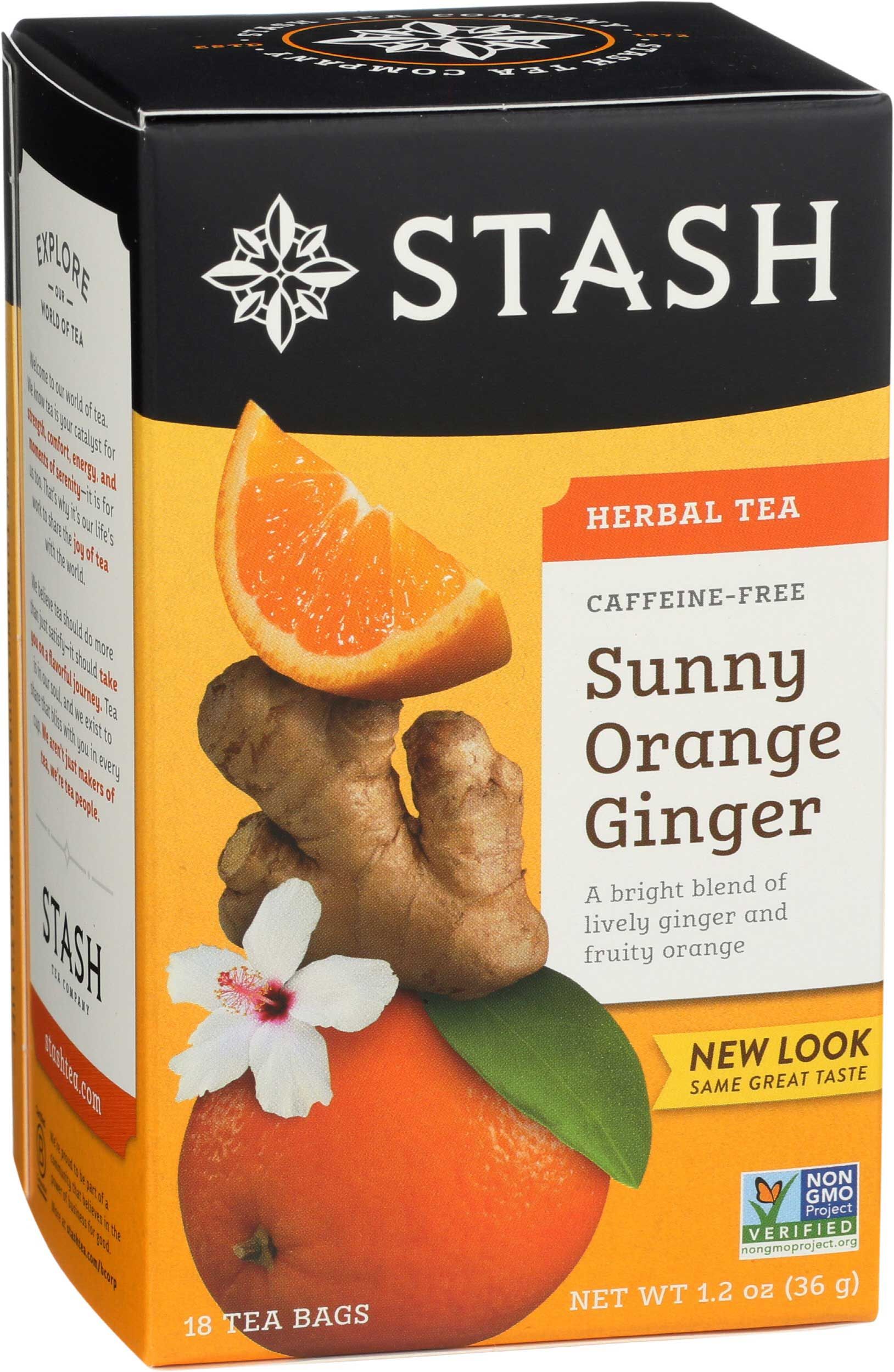 Stash Sunny Orange Ginger Herbal Tea, 18 Tea Bags Count -- 6 Per Case