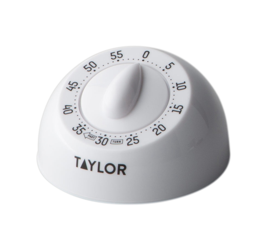 Taylors White Mechanical Analog Timer, Times Up To 60 Minutes -- 6 Per Case