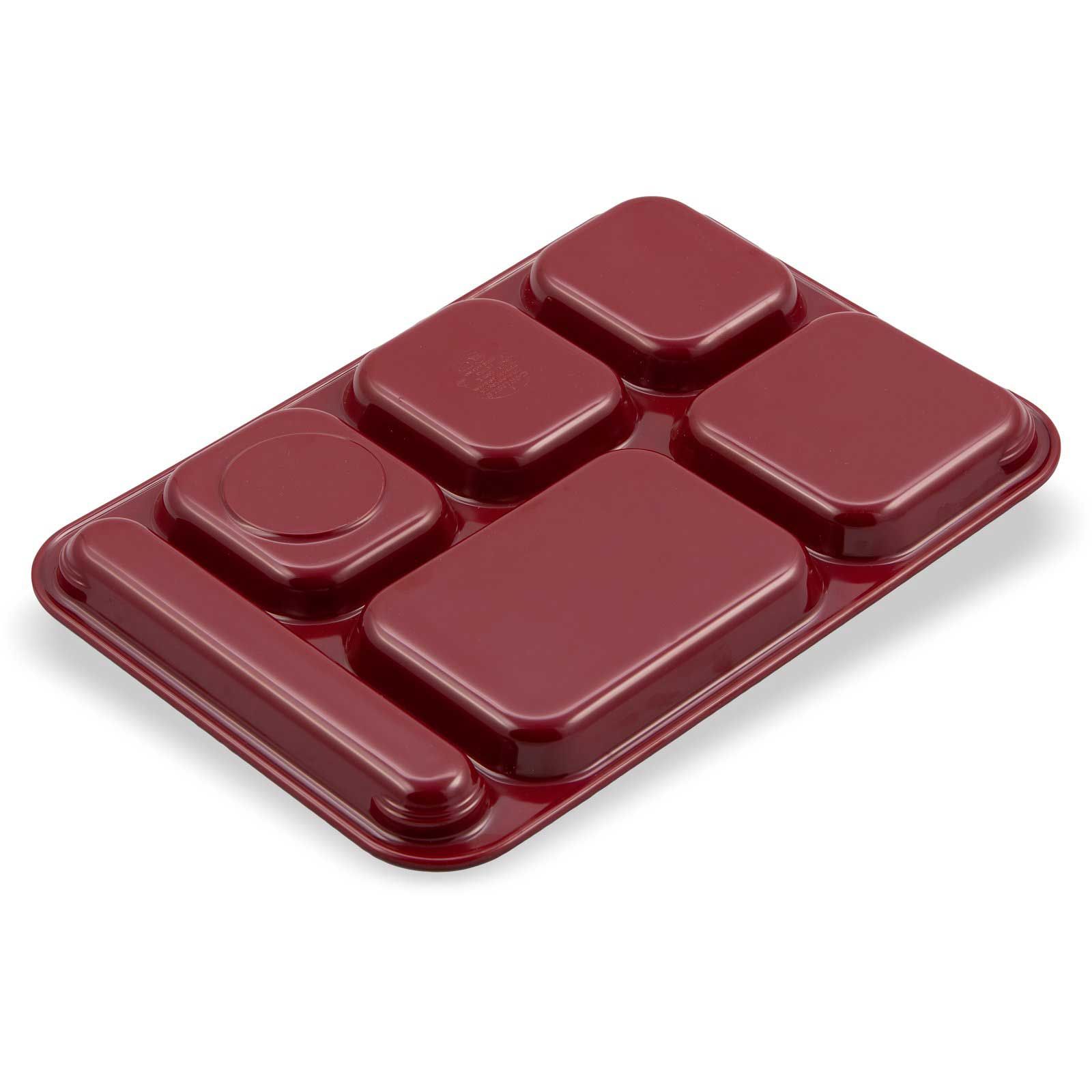 Carlisle Melamine Cranberry Right Handed 6 Compartment Tray -- 12 Per Case