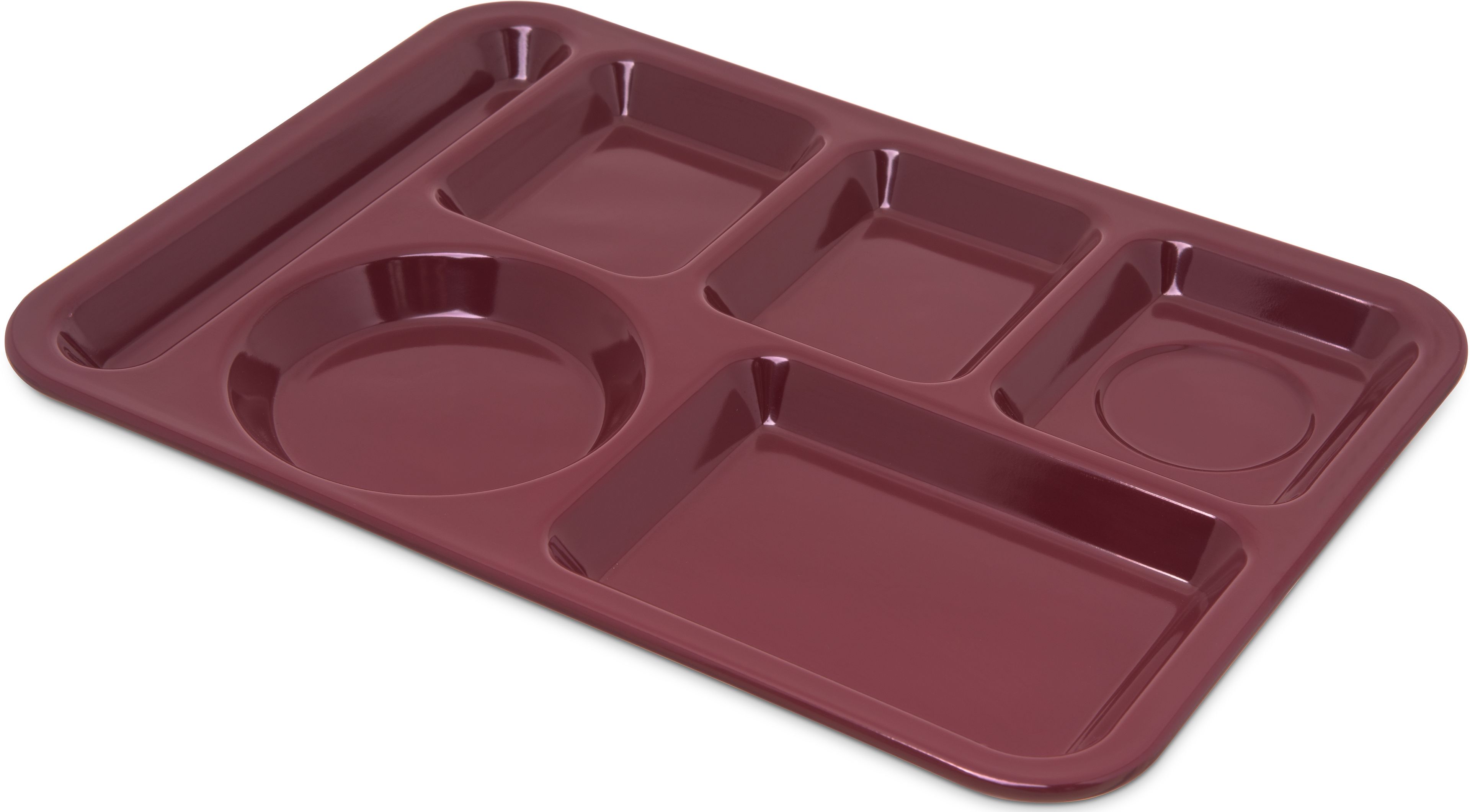 Carlisle Melamine Dark Cranberry 6 Compartment Heavy Weight Left Handed Tray, 10 X 14 Inch -- 12 Per Case