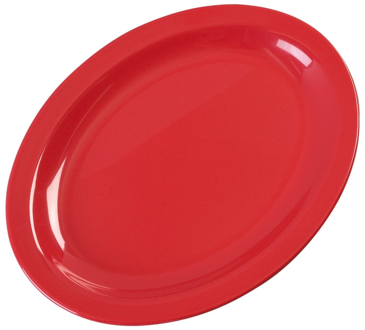 Carlisle Kingline Melamine Red Oval Platter Tray, 12 x 9 inch -- 12 per case