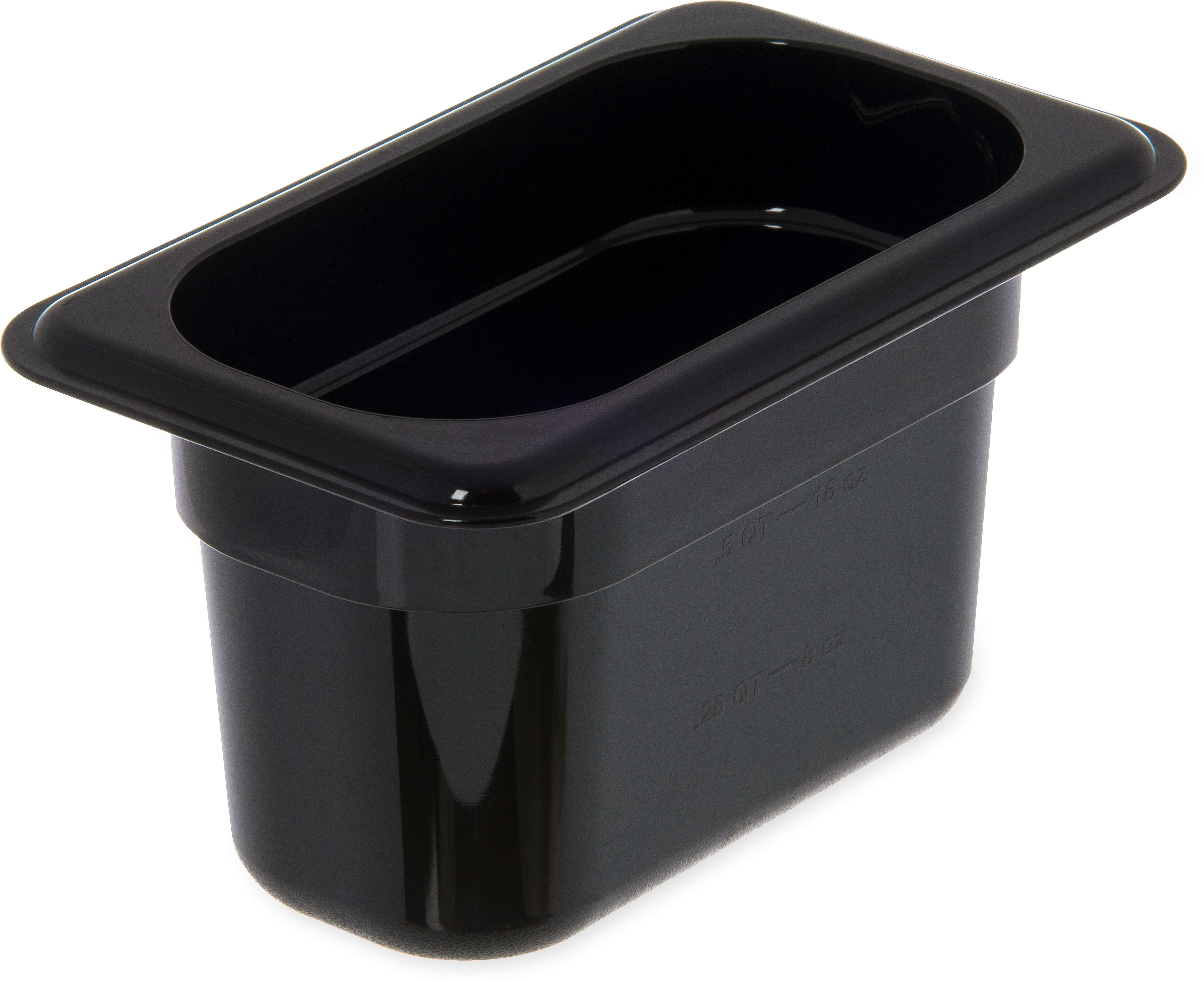 Carlisle StorPlus Black Polycarbonate 1/9 Size Plastic Food Pan, 4 inch Deep -- 6 per case