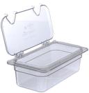 Carlisle StorPlus Clear 1/3 Size Easy Access Hinged Lid Food Storage Container with Two Notches -- 6 per case