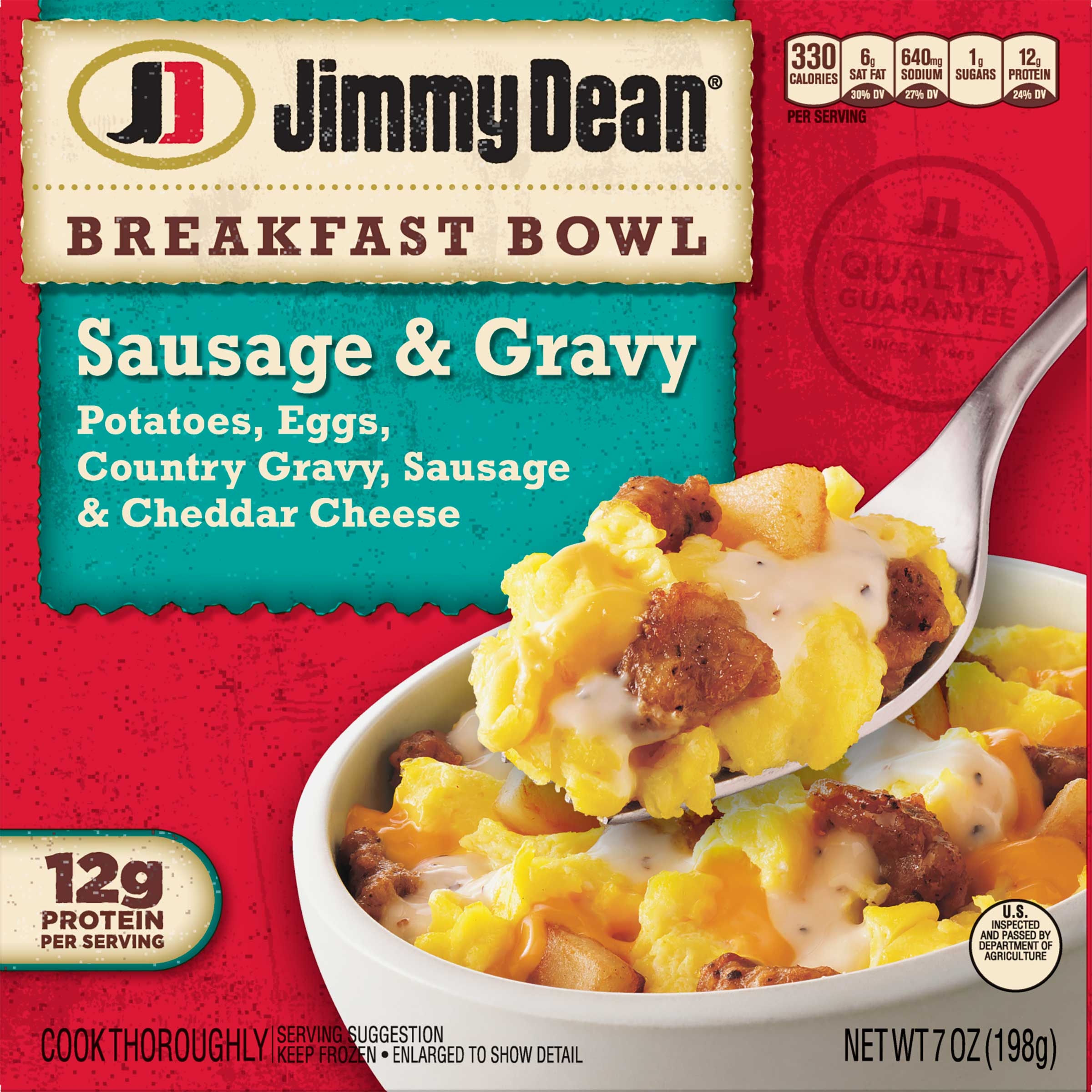 Jimmy Dean Country Gravy Sausage and Cheddar Potatoes and Egg Breakfast Bowl, 7 Ounce -- 8 per case.