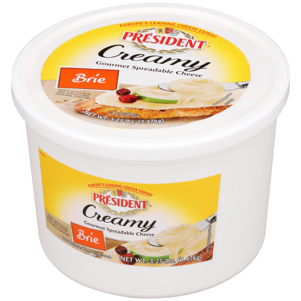 President Creamy Brie Gourmet Spreadable Cheese, 3.25 Pound -- 2 per case.