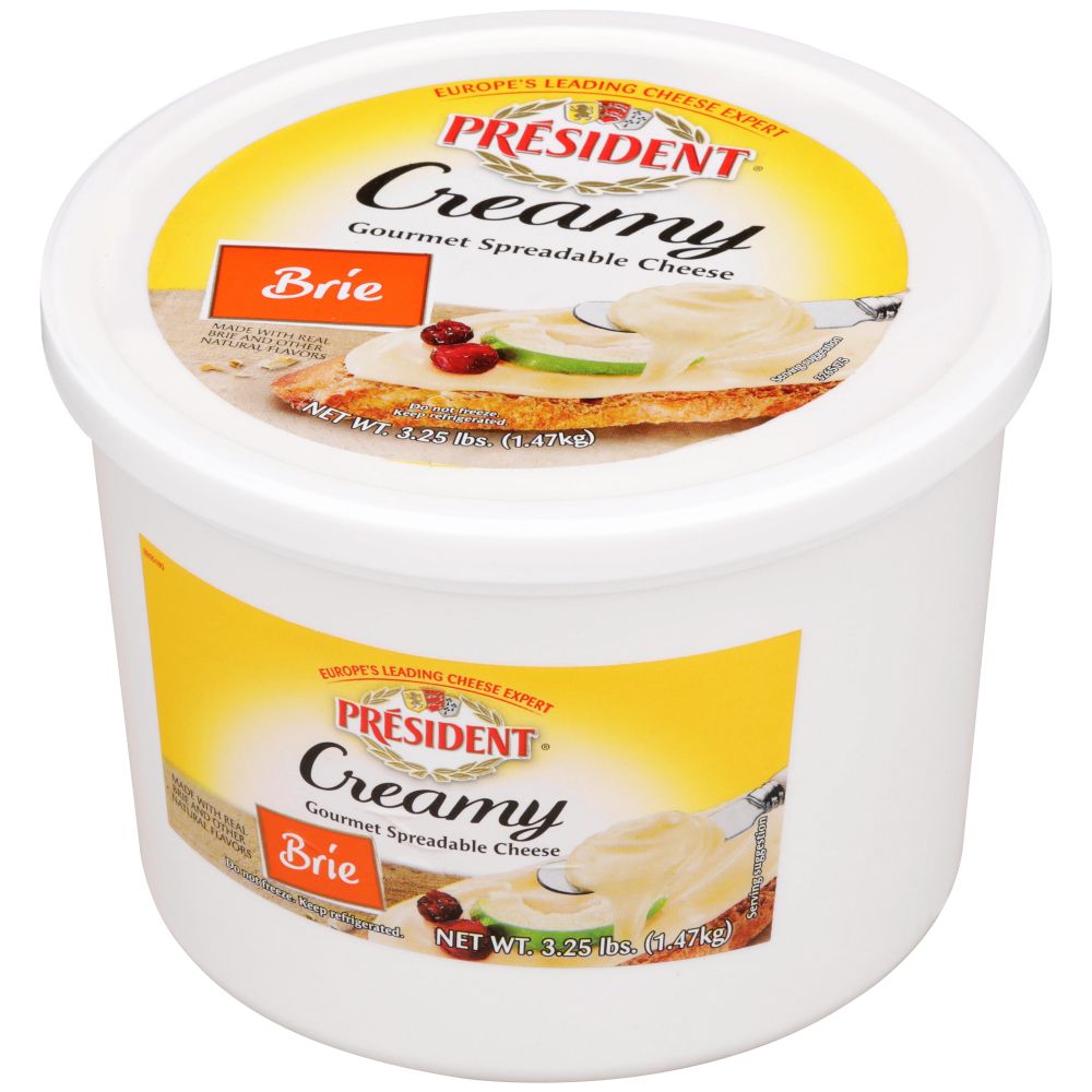 President Creamy Brie Gourmet Spreadable Cheese, 3.25 Pound -- 2 Per Case