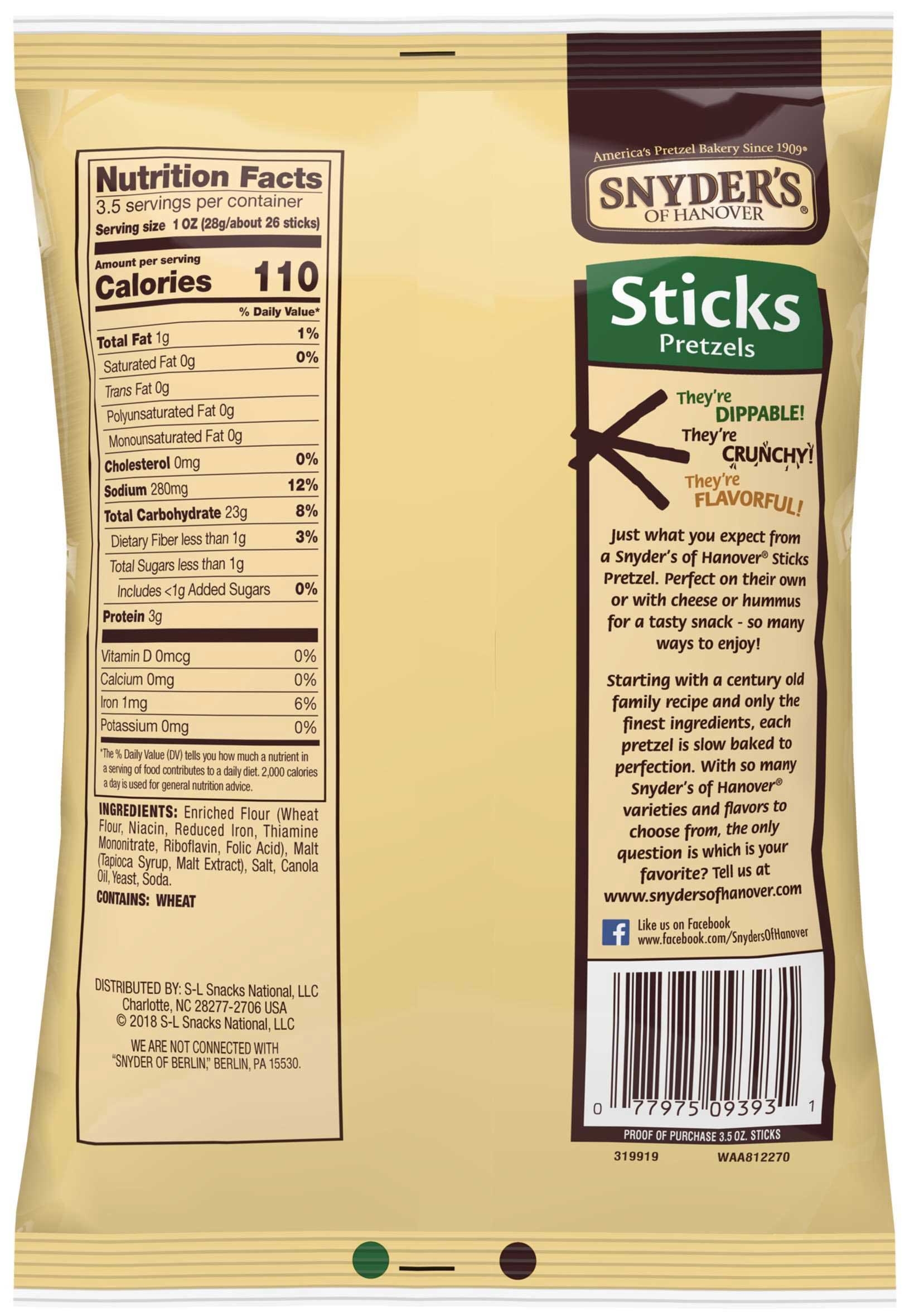 Snyders Of Hanover Pretzel Sticks with Hole, 3.5 Ounce -- 8 per case.