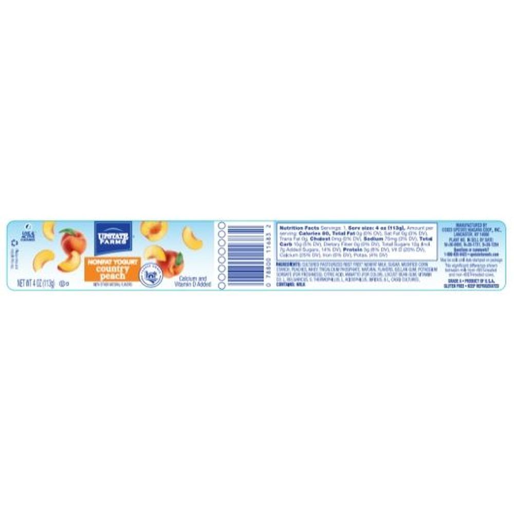 Upstate Farms Nonfat Peach Yogurt, 4 Ounce -- 48 Per Case